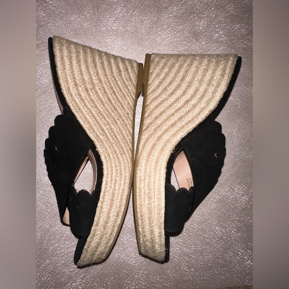 Kate Spade like new Black and Cream espadrille Wedge Sandals 6.5 vacation - Picture 9 of 10